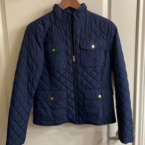 Ralph Lauren padded navy quilted jacket with gold detail. Size S